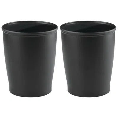 Idesign Set Of 2 Round Plastic Bathroom Trash Cans - Bronze In Black