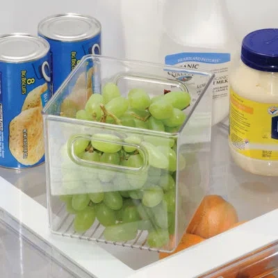 Idesign Set Of 4 Cube Storage Bins With Handles For Pantry  - Clear