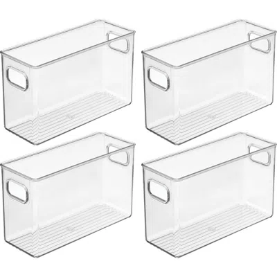 Idesign Set Of 4 Pantry Storage Bins With Handles In Transparent