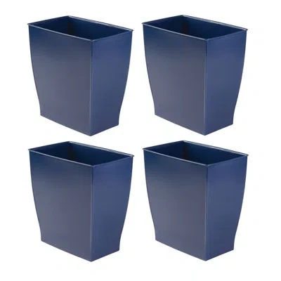 Idesign Set Of 4 Small Rectangular Bathroom Trash Cans In Blue
