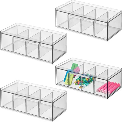 Idesign Set Of 4 Stackable 4-section Tea Storage Drawers In Transparent