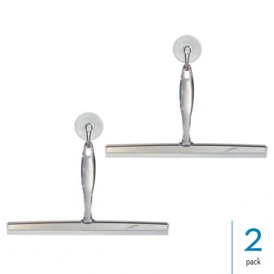 Idesign Shower Squeegee With Wall Hook, Set Of 2, Clear/stainless Steel