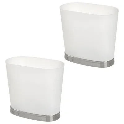 Idesign Small Oval Bathroom Trash Can In White