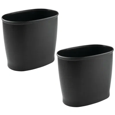 Idesign Small Oval Plastic Bathroom Trash Can - Ideal For Primary And Guest Bathroom Or Home Office In Black