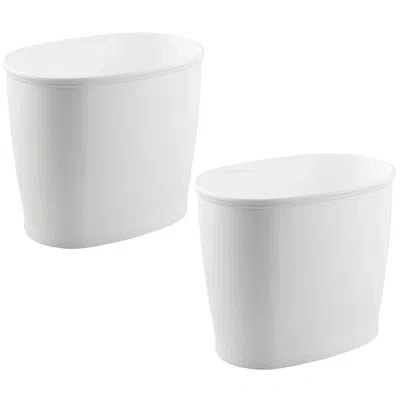 Idesign Small Oval Plastic Bathroom Trash Can - Ideal For Primary And Guest Bathroom Or Home Office In White