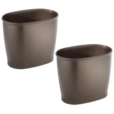 Idesign Small Oval Plastic Bathroom Trash Can - Set Of 2 - Bronze