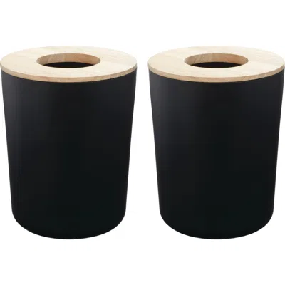 Idesign Small Round Bathroom Trash Can In Black