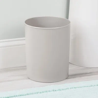 Idesign Small Round Plastic Bathroom Trash Can - Slim Trash Can For Bathroom, Bedroom, Or Home Office In Gray