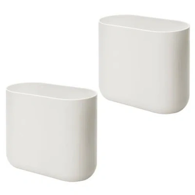Idesign Small Slim Plastic Bathroom Trash Can, 2-pack, Coconut White