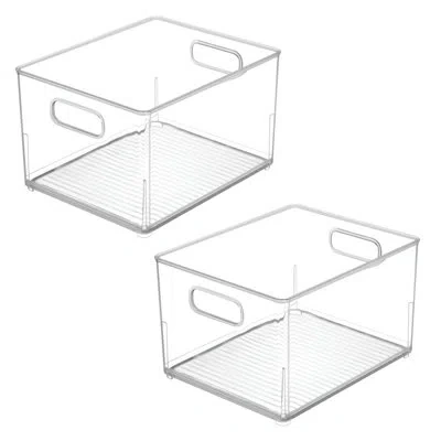Idesign Small Stackable Plastic Bathroom Storage Bin With Handles - Organizer Bin For Bathroom Countertop Or In Clear