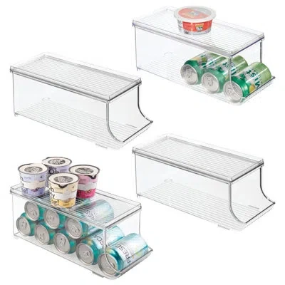 Idesign Soda Can Organizer With Lid For Pantry Or Fridge - Storage For Cans Of Soda, Seltzer, Soup, Or Pet F In Clear