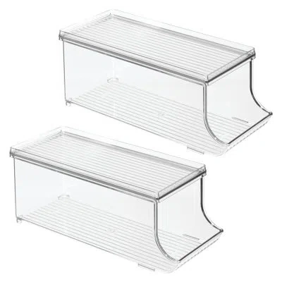 Idesign Soda Can Organizer With Lid For Pantry Or Fridge - Storage For Cans Of Soda, Seltzer, Soup, Or Pet F In Clear