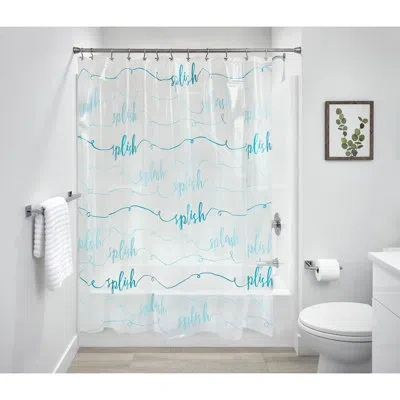Idesign Splish Splash Peva Bathroom Shower Curtain, 72 X 72 Inches - White And Blue In Blue;white