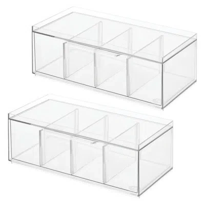 Idesign Stackable 4-section Tea Storage Drawers - Set Of 2 - Clear