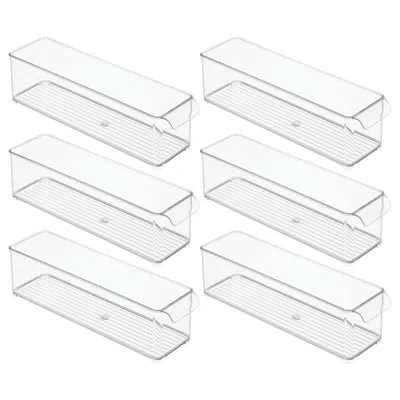 Idesign Stackable Fridge Bin With Front Handle - Set Of 6 - Clear