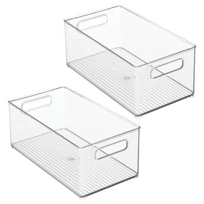 Idesign Stackable Fridge Bin With Handles - Kitchen Storage Bin For Cabinets, Pantry, Or Fridge In Clear