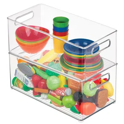 Idesign Stackable Fridge Bin With Handles - Kitchen Storage Bin For Cabinets, Pantry, Or Fridge In Transparent