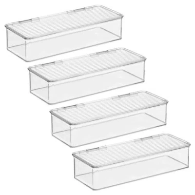 Idesign Stackable Hinged-lid Pantry Storage Box In Transparent