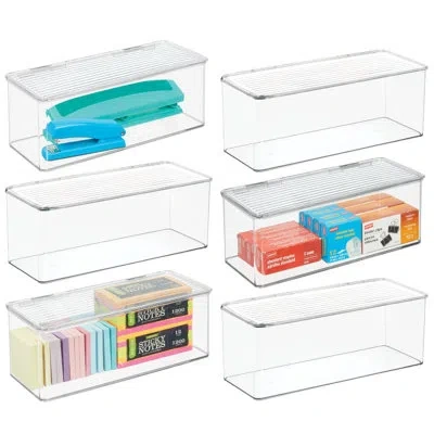 Idesign Stackable Hinged-lid Storage Box - Lidded Storage Box For Organizing The Kitchen, Bathroom, Or Home  In Clear
