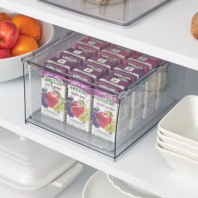 Idesign Stackable Kitchen Storage Drawer For Fridge, Pantry, Under-sink, Or Cabinet - Set Of 2 - Clear