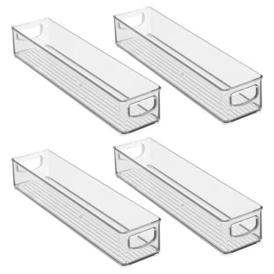 Idesign Stackable Pantry Storage Bins With Handles, Set Of 4, Clear, Made In Transparent