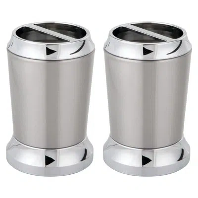 Idesign Stainless Steel Toothbrush Holder For Bathroom Counters - Also Holds Makeup Brushes Or Razors In Brushed