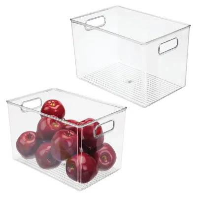 Idesign Storage Bins With Handles - Organizer Bins For Kitchen, Pantry, Bathroom, Or Home Office - Set Of 2 