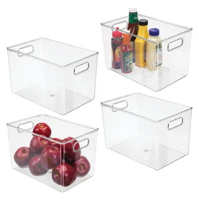 Idesign Storage Bins With Handles - Organizer Bins For Kitchen, Pantry, Bathroom, Or Home Office - Set Of 4  In Clear