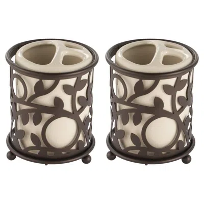Idesign Vanilla/bronze Vine Toothbrush Holder With 3 Sections