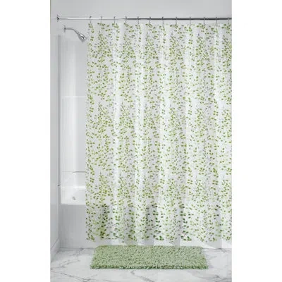 Idesign Vine Waterproof Peva Bathroom Shower Curtain - 72", Green/white