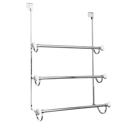 Idesign York Metal Over The Shower Door Towel Rack For Bathroom, 4.75" X 17.75" X 22.5", Chrome