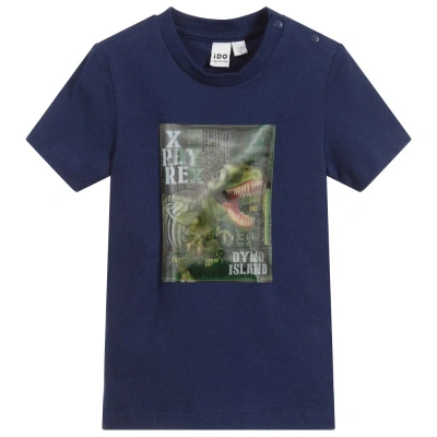 Ido Baby Boys Blue Cotton Dinosaur T-shirt In Black