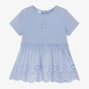 IDO BABY IDO BABY GIRLS BLUE COTTON BRODERIE ANGLAISE T-SHIRT