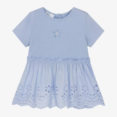 Ido Baby Kids'  Girls Blue Cotton Broderie Anglaise T-shirt
