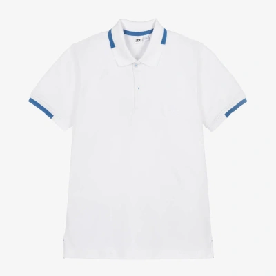 Ido Junior Kids'  Boys White Cotton Piqué Polo Shirt