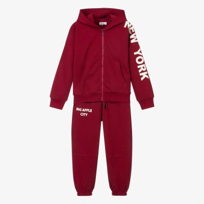 Ido Junior Kids'  Girls Burgundy Red Jersey Tracksuit