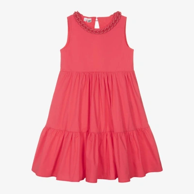 Ido Junior Kids'  Girls Fuchsia Pink Cotton Dress
