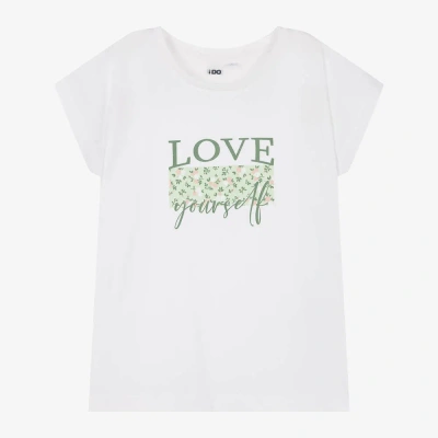 Ido Junior Kids'  Girls Ivory Cotton Love T-shirt