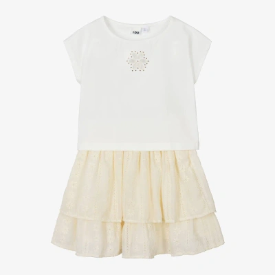 Ido Junior Kids'  Girls Ivory Embroidered Cotton Skirt Set
