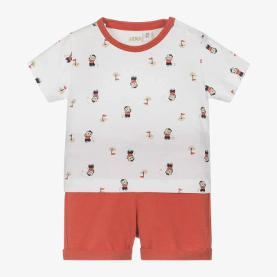 Ido Mini Baby Boys Red Teddy Bear Shorts Set