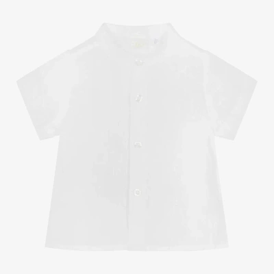 Ido Mini Baby Boys White Linen Shirt