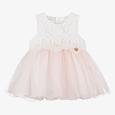 Ido Mini Baby Girls Pink Lace & Tulle Dress