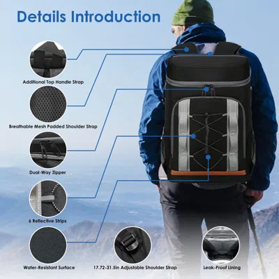 Idom 1pc Cooler Backpack 36 Can Leakproof Insulated Cooler Backpack With 25l/6.6gal For Picnic Camping Be