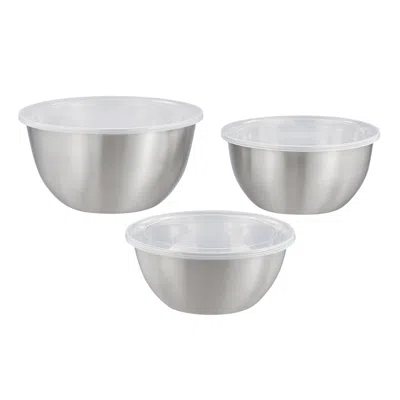 Idom 6-piece Brushed Stainless Steel Mixing And Storage Bowl Set With Lids In Silver