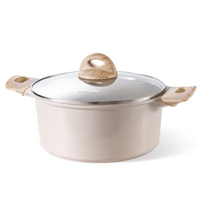 Idom Non Toxic Stockpot With Lid, Easy To Clean, All Stoves Compatible, 4.8qt, Taupe