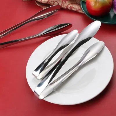 Idom Stainless Steel Food Tongs For Kitchen And Commercial Use - Heat-resistant Bbq Grill Tongs, Suitable In Silver