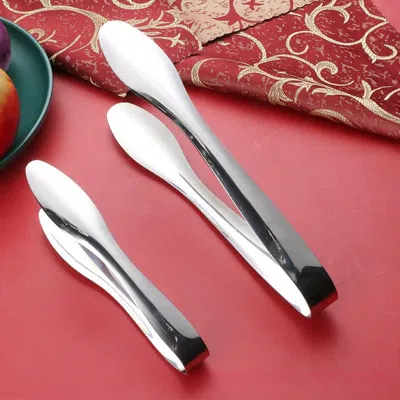 Idom Stainless Steel Food Tongs For Kitchen And Commercial Use - Heat-resistant Bbq Grill Tongs, Suitable In Silver
