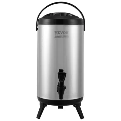 Idom Stainless Steel Insulated Beverage Dispenser, 2.4 Gallon 9.2 Liter, Thermal Hot And Cold Drink Serve In Silver
