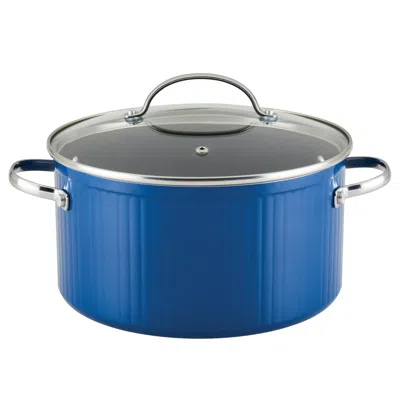Idom Style 6 Quart Nonstick Stockpot With Tempered Glass Lid, Dishwasher Safe And Oven Safe To 500°f, Blu