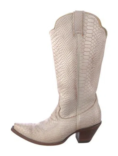 Pre-owned Idyllwind Embossed Leather Animal Print Western Boots In Neutral